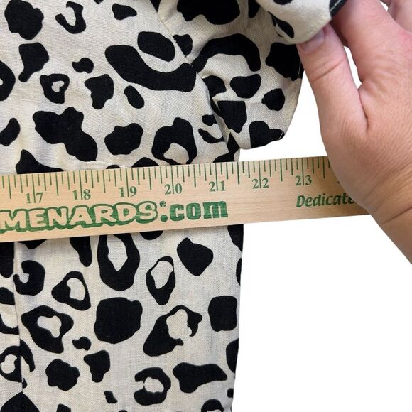 WHO WHAT WEAR Cream and Black Linen Blend Leopard Print Cap Sleeve Dress xl - Picture 9 of 15
